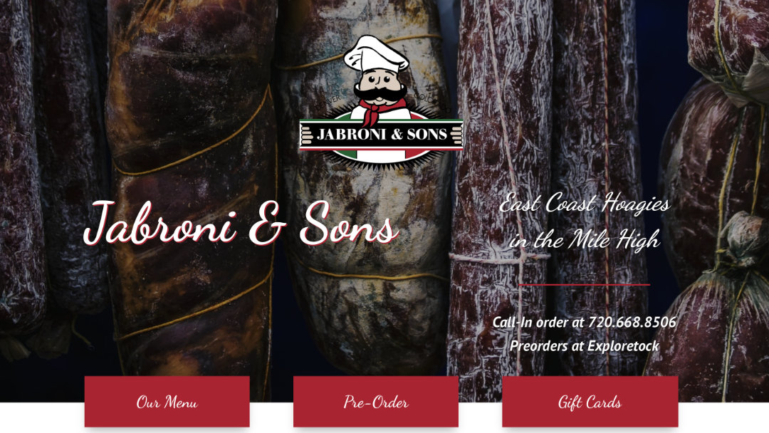 Home Page of the Jabroni and Sons website project