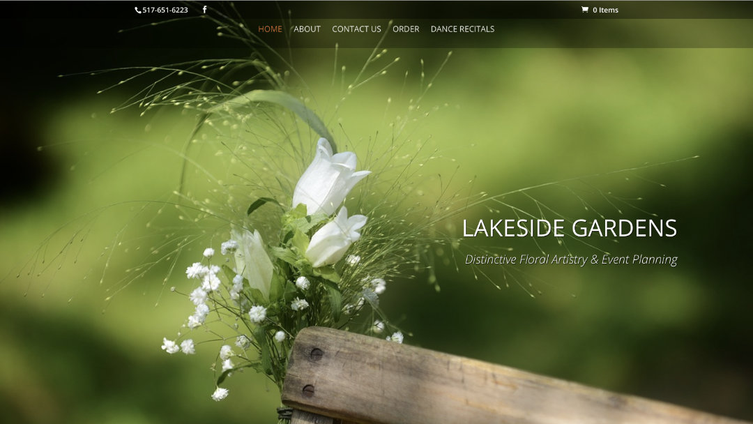 Home Page of the Lakeside Gardens website project