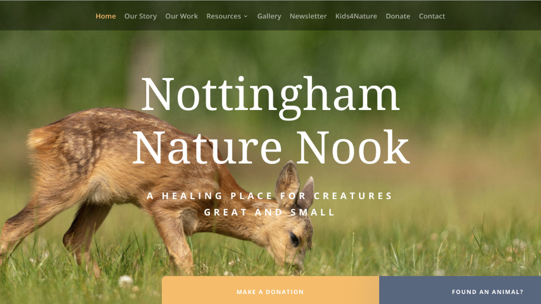 Home Page of the Nottingham Nature Nook website project