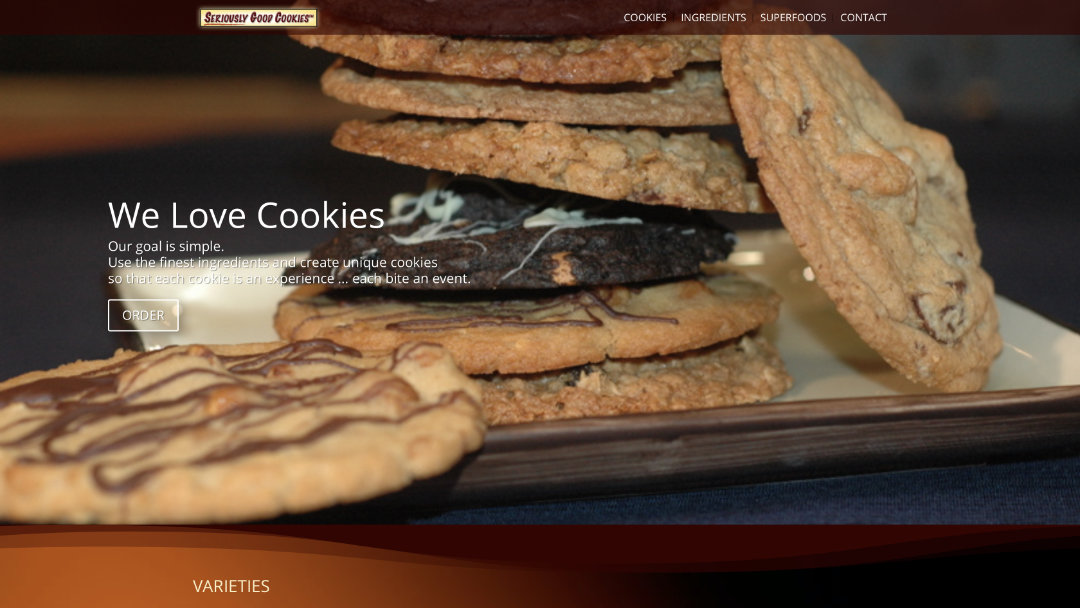 Home Page of the Seriously Good Cookies website project