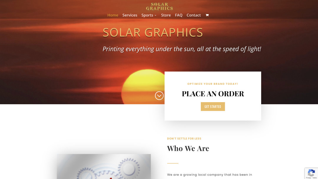 Home Page of the Solar Graphics website project